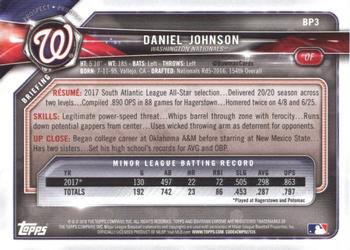 2018 Bowman - Prospects #BP3 Daniel Johnson Back