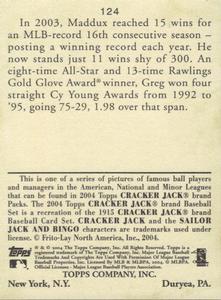 2004 Topps Cracker Jack - Mini #124 Greg Maddux Back