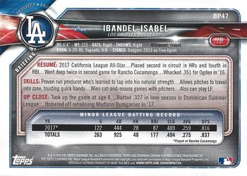 2018 Bowman - Prospects Purple #BP47 Ibandel Isabel Back