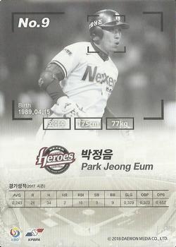 2017 SCC KBO League #SCC-01-NX19/N Jeong-Eum Park Back