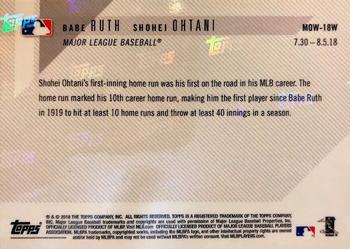 2018 Topps Now Moment of the Week - Gold Winner #MOW-18W Babe Ruth / Shohei Ohtani Back
