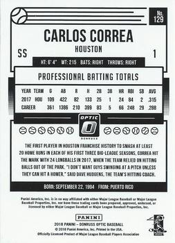 2018 Donruss Optic #129 Carlos Correa Back