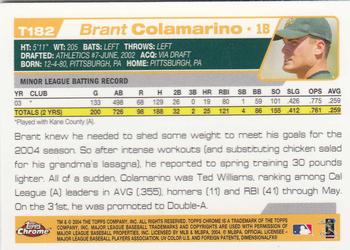 2004 Topps Traded & Rookies - Chrome #T182 Brant Colamarino Back