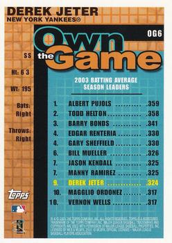 2004 Topps - Own the Game #OG6 Derek Jeter Back
