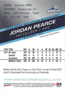 2018 Choice West Michigan Whitecaps #15 Jordan Pearce Back