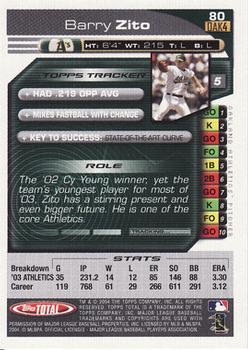 2004 Topps Total #80 Barry Zito Back