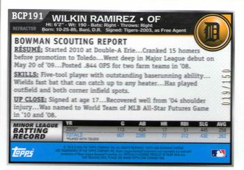 2010 Bowman Chrome - Prospects Autographs Blue Refractors #BCP191 Wilkin Ramirez Back