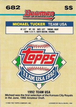1992 Bowman #682 Michael Tucker Back