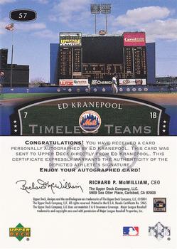 2004 Upper Deck Legends Timeless Teams - Autographs #57 Ed Kranepool Back