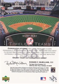 2004 Upper Deck Legends Timeless Teams - Autographs #214 Rudy May Back