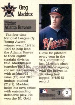 2000 Pacific Vanguard - Press N.L. #2 Greg Maddux  Back