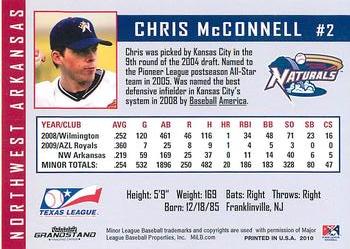 2010 Grandstand Northwest Arkansas Naturals #NNO Chris McConnell Back