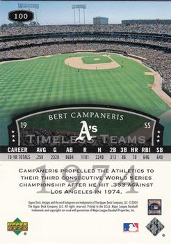 2004 Upper Deck Legends Timeless Teams #100 Bert Campaneris Back