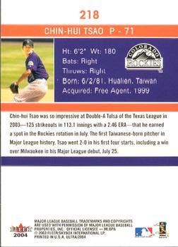 2004 Ultra #218 Chin-Hui Tsao Back