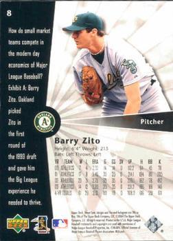 2004 Upper Deck Sweet Spot - Wood #8 Barry Zito Back