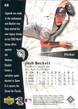 2004 Upper Deck Sweet Spot - Wood #48 Josh Beckett Back