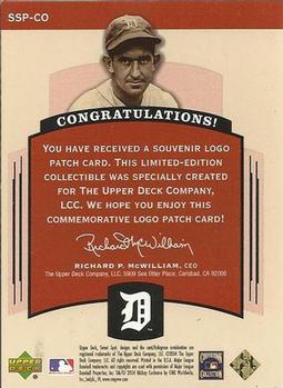 2004 Upper Deck Sweet Spot Classic - Patch SN200 #SSP-CO Mickey Cochrane Back