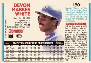 1992 Donruss #180 Devon White Back