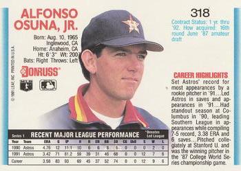 1992 Donruss #318 Al Osuna Back