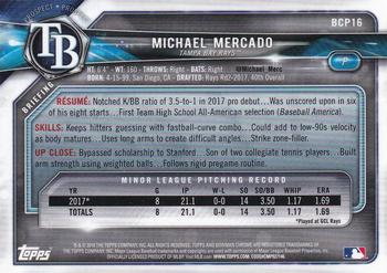 2018 Bowman - Chrome Prospects Mojo Refractor #BCP16 Michael Mercado Back