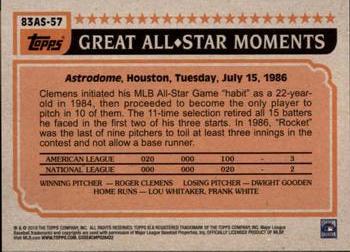 2018 Topps - 1983 Topps Baseball 35th Anniversary All-Stars #83AS-57 Roger Clemens Back
