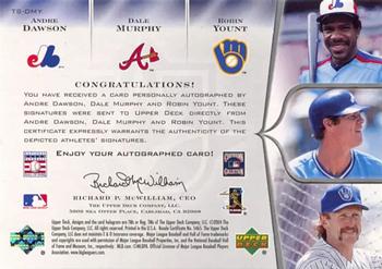 2004 Upper Deck Ultimate Collection - Signatures Triple #TS-DMY Andre Dawson / Dale Murphy / Robin Yount Back