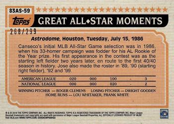 2018 Topps - 1983 Topps Baseball 35th Anniversary All-Stars Black #83AS-59 Jose Canseco Back