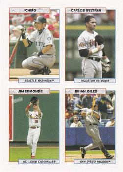 2005 Bazooka - 4-on-1 Stickers #3 Ichiro Suzuki / Carlos Beltran / Brian Giles / Jim Edmonds Front