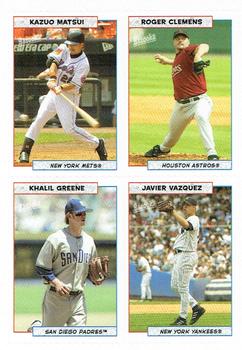 2005 Bazooka - 4-on-1 Stickers #19 Khalil Greene / Kazuo Matsui / Javier Vazquez / Roger Clemens Front