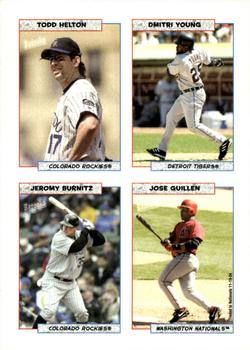 2005 Bazooka - 4-on-1 Stickers #34 Todd Helton / Dmitri Young / Jeromy Burnitz / Jose Guillen Front