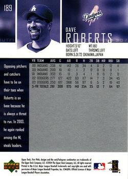 2004 Upper Deck First Pitch #189 Dave Roberts Back