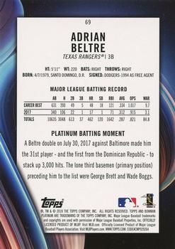 2018 Bowman Platinum #69 Adrian Beltre Back