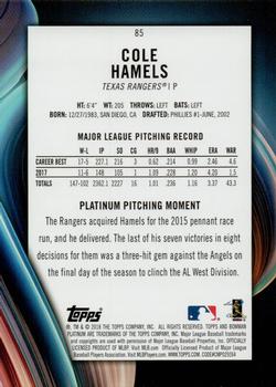 2018 Bowman Platinum #85 Cole Hamels Back