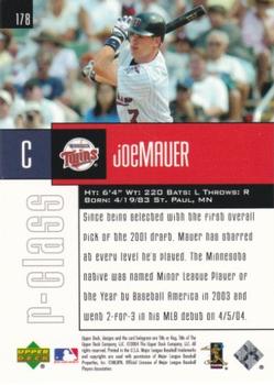 2004 Upper Deck r-class #178 Joe Mauer Back