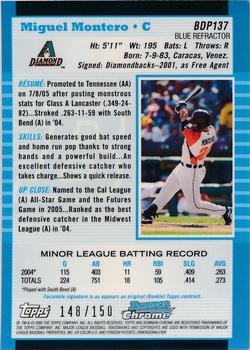 2005 Bowman Draft Picks & Prospects - Blue Refractors #BDP137 Miguel Montero Back