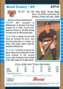 2005 Bowman Draft Picks & Prospects - Gold #BDP43 Brad Corley Back