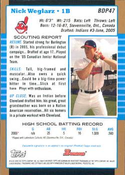 2005 Bowman Draft Picks & Prospects - Gold #BDP47 Nick Weglarz Back