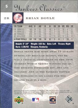 2004 Upper Deck Yankees Classics #5 Brian Doyle Back