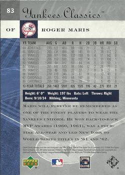 2004 Upper Deck Yankees Classics #83 Roger Maris Back