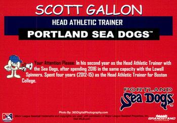 2018 Grandstand Portland Sea Dogs #NNO Scott Gallon Back