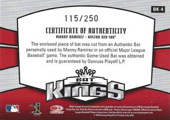 2005 Donruss - Bat Kings #BK-4 Manny Ramirez Back
