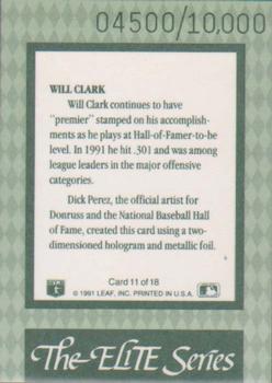 1992 Donruss - The Elite Series #11 Will Clark Back