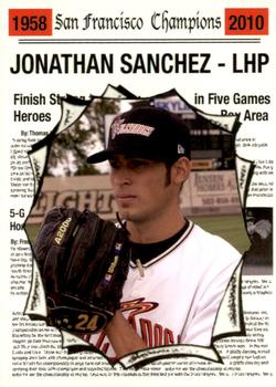 2010 Grandstand Salem-Keizer Volcanoes San Francisco Champions #NNO Jonathan Sanchez Front