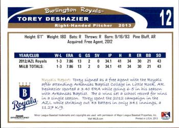 2013 Grandstand Burlington Royals #5 Torey Deshazier Back