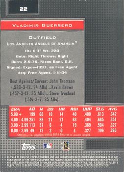 2005 Bowman's Best #22 Vladimir Guerrero Back