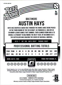 2018 Donruss Optic - Holo #58 Austin Hays Back