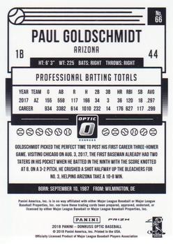 2018 Donruss Optic - Holo #66 Paul Goldschmidt Back