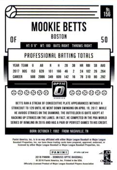 2018 Donruss Optic - Holo #156 Mookie Betts Back