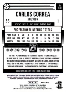 2018 Donruss Optic - Red and Yellow #129 Carlos Correa Back