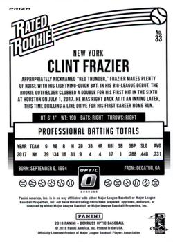 2018 Donruss Optic - Shock #33 Clint Frazier Back